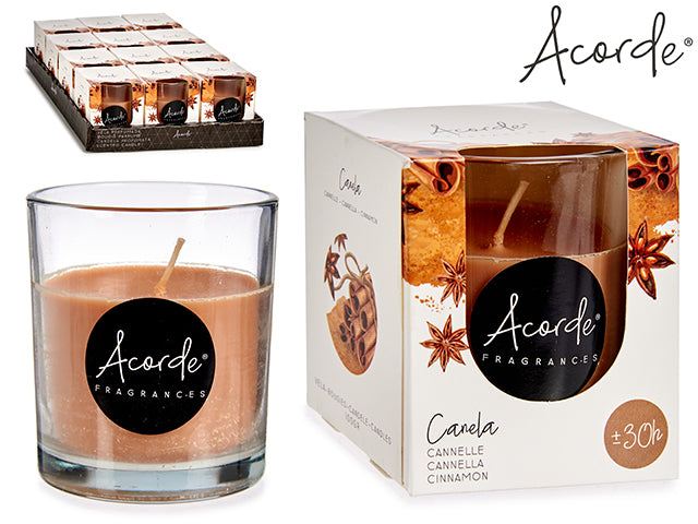 VELA VASO 30 HORAS CANELA