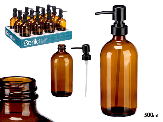 DOSIFICADOR CRISTAL REDONDO MARRON 500ML