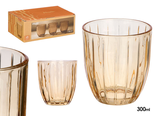 VASO AGUA RAYAS AMBAR 300ML