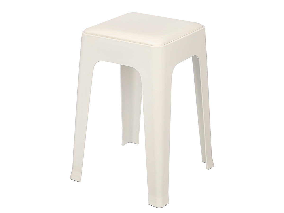 TABURETE PLASTICO ACOLCHADO BLANCO