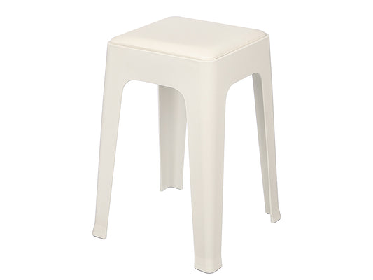 TABURETE PLASTICO ACOLCHADO BLANCO