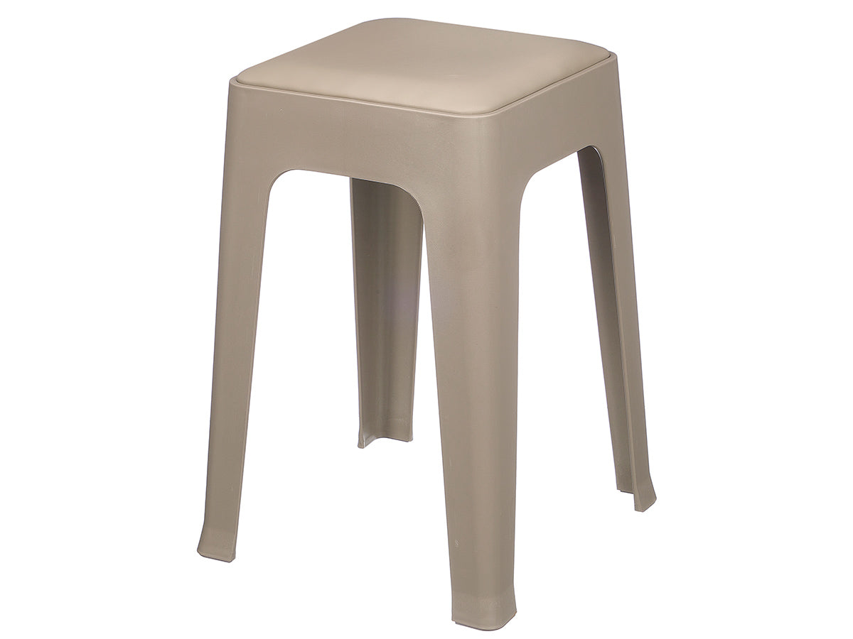 TABURETE PLASTICO ACOLCHADO GRIS
