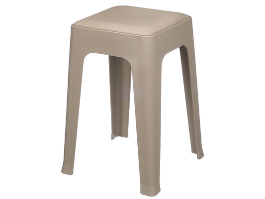 TABURETE PLASTICO ACOLCHADO GRIS