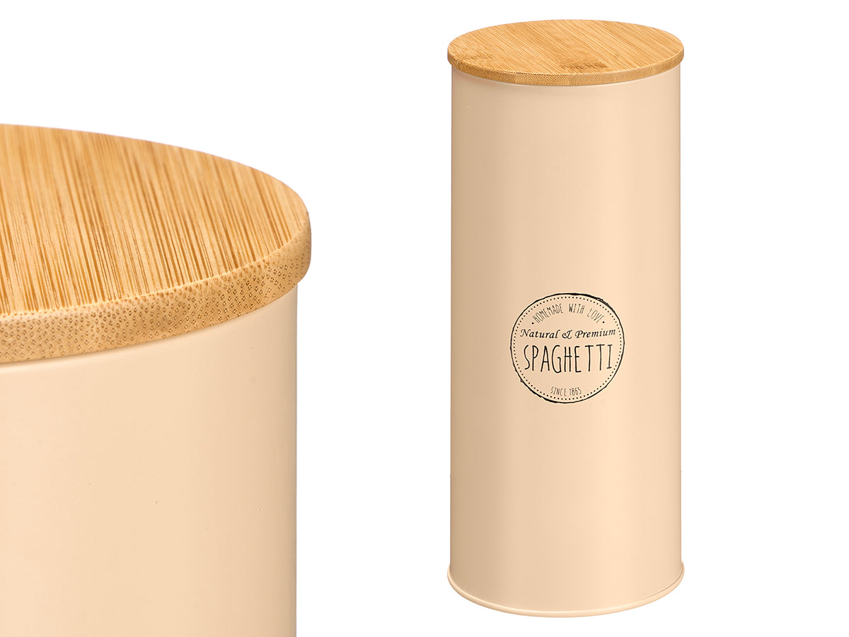 TARRO ALTO TAPA BAMBU ESPAGUETI  BEIGE