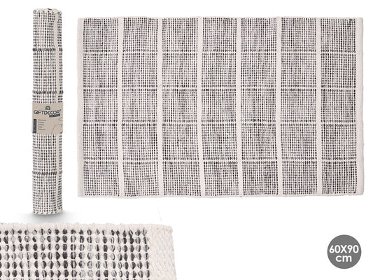 ALFOMBRA ARTESANAL CUADROS GRIS 60X90CM
