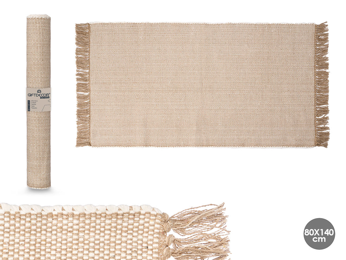 ALFOMBRA ARTESANAL BEIGE NATURAL 80X140CM