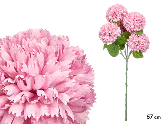 VARA RAMO 5 POMPONES ROSA PALO 57CM