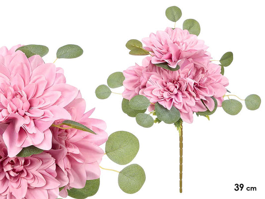 RAMO 5 FLORES ABIERTAS ROSA 39CM