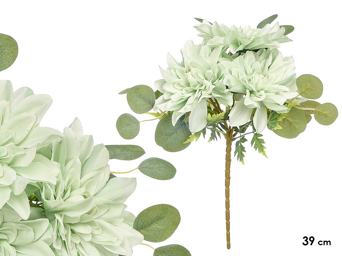 RAMO 5 FLORES ABIERTAS VERDE 39CM