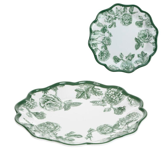 PLATO POSTRE MELAMINA FLOR VERDE 23CM
