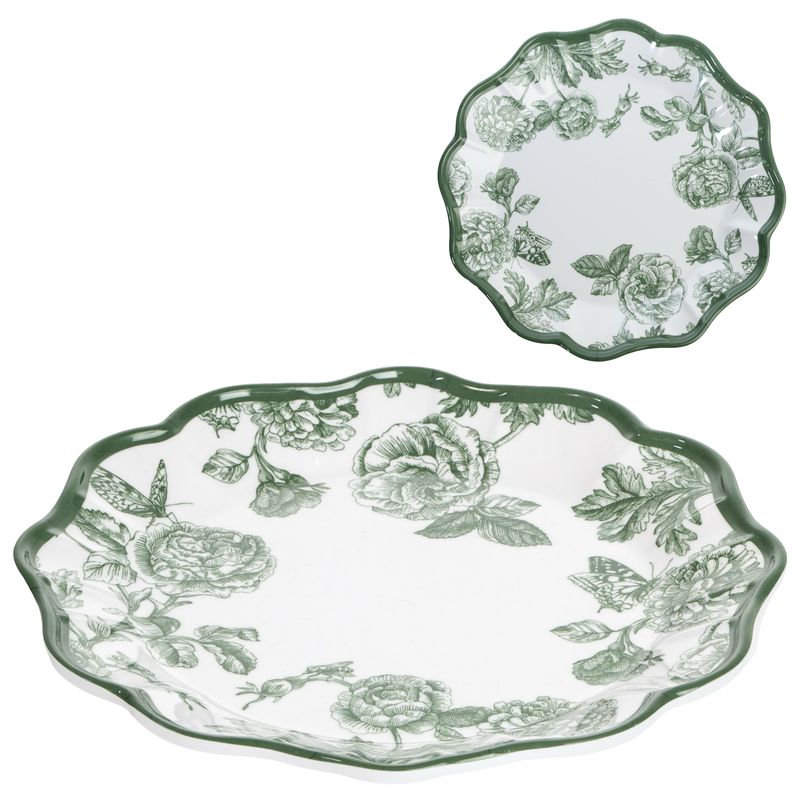 PLATO LLANO MELAMINA FLOR VERDE 26,5CM