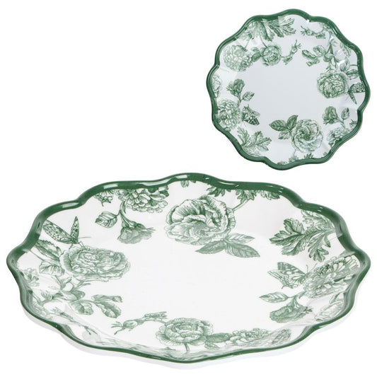 PLATO LLANO MELAMINA FLOR VERDE 26,5CM