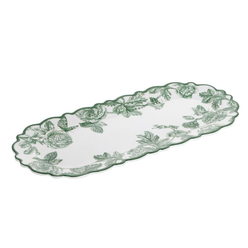 BANDEJA MELAMINA FLOR VERDE 38X17CM