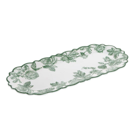 BANDEJA MELAMINA FLOR VERDE 38X17CM