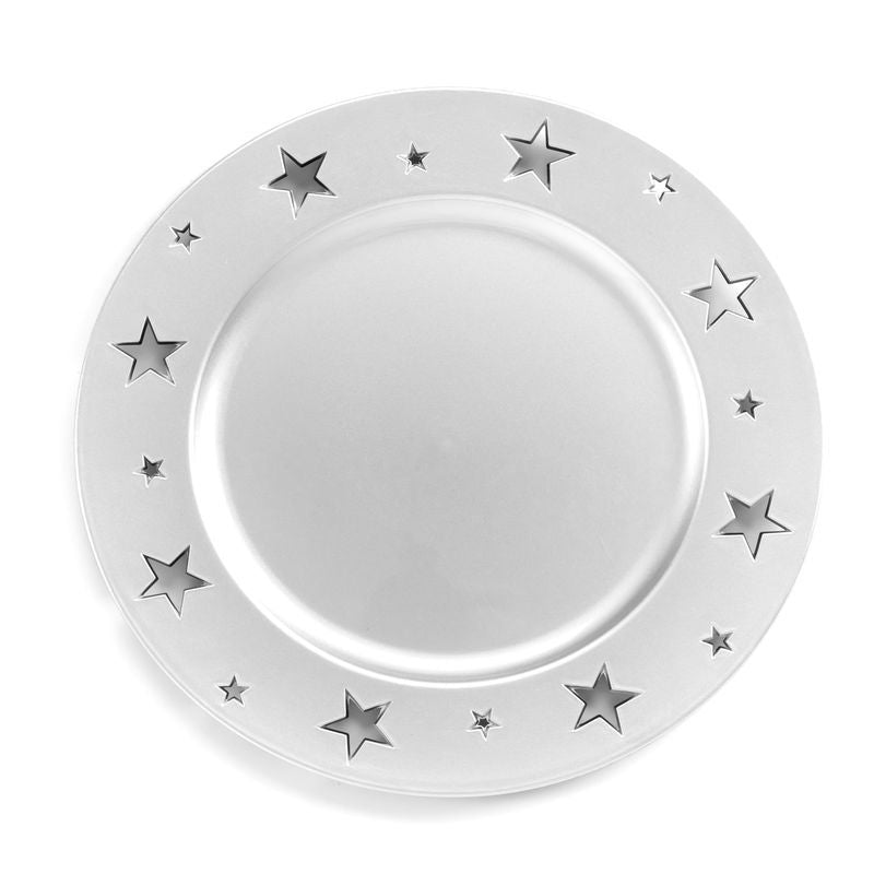 PLATO DECORATIVO ESTRELLAS PLATA