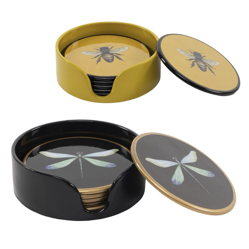 JUEGO DE 6 POSAVASOS ABEJA / LIBELULA