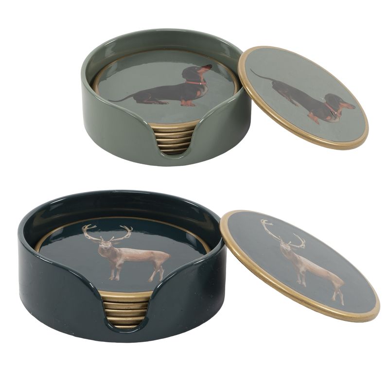 JUEGO DE 6 POSAVASOS CIERVO / TECKEL