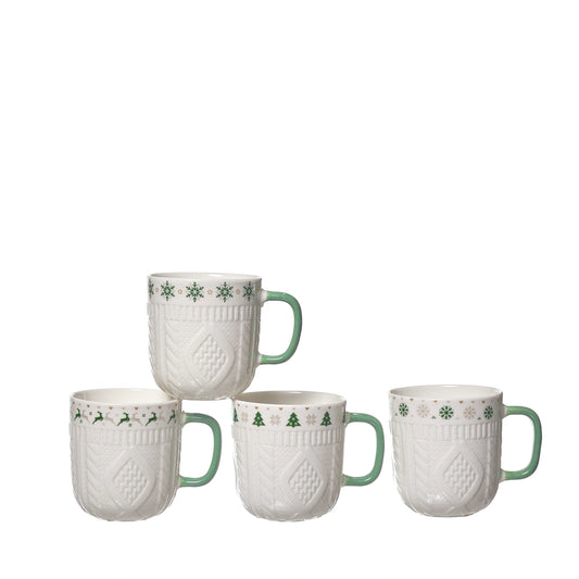 TAZA PORCELANA NAVIDAD VERDE 340ML