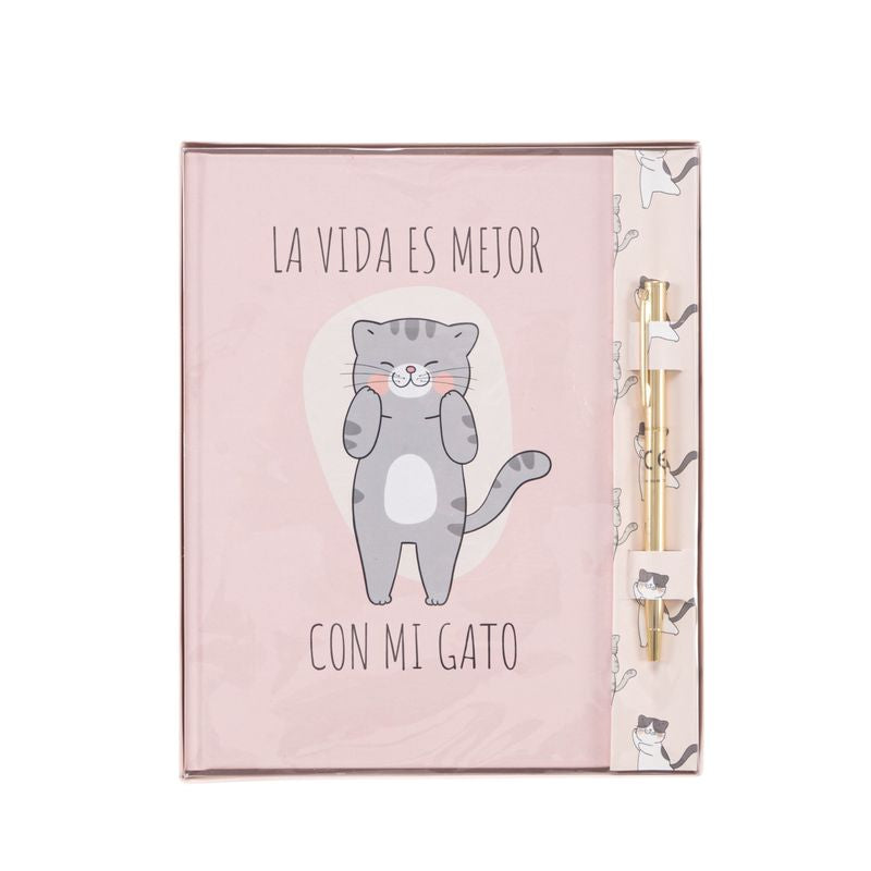 LIBRETA CON BOLIGRAFO GATOS