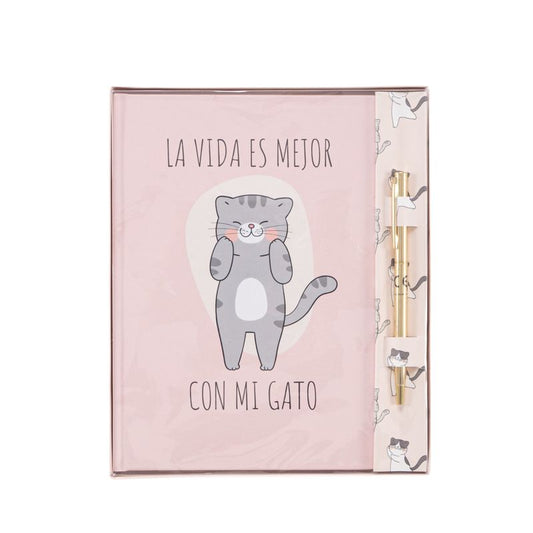 LIBRETA CON BOLIGRAFO GATOS
