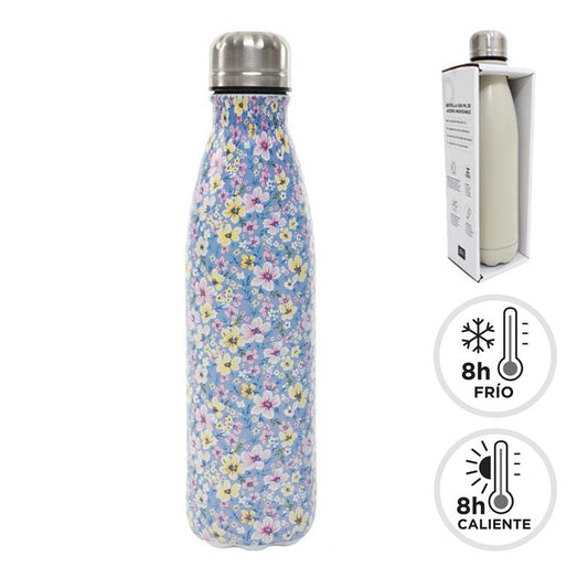BOTELLA ACERO INOX. 500ML FLORES