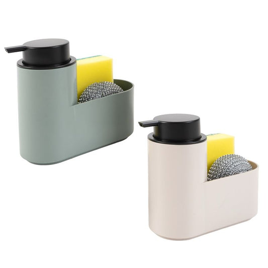 DISPENSADOR JABON CON 2 ESTROPAJOS