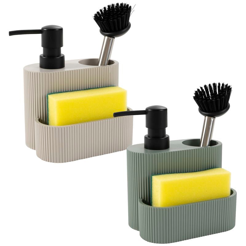 DISPENSADOR JABON CON ESTROPAJO Y CEPILLO