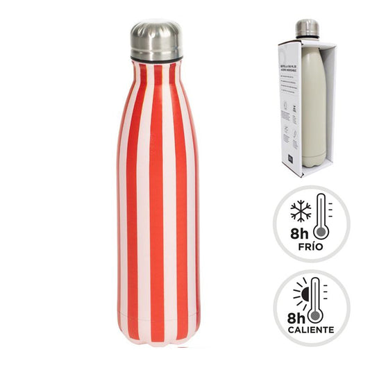 BOTELLA ACERO INOX. DOBLE CAPA 500ML RAYAS