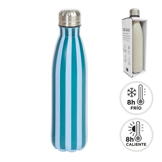 BOTELLA ACERO INOX. DOBLE CAPA 500ML RAYAS