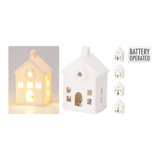 CASA XMAS BLANCA CON LED 10CM