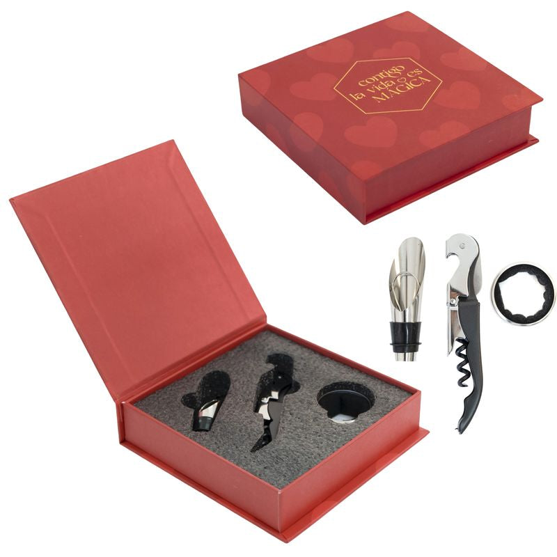 JUEGO DE 3 ACCESORIOS VINO AMOR