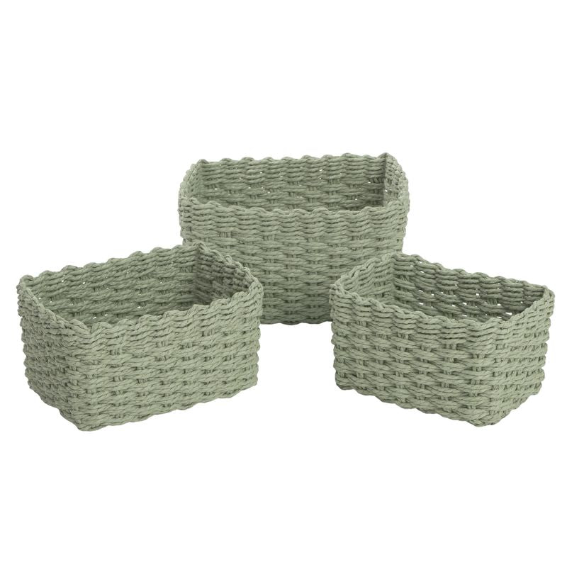 JUEGO 3 CESTAS RECTANGULARES VERDE AGUA