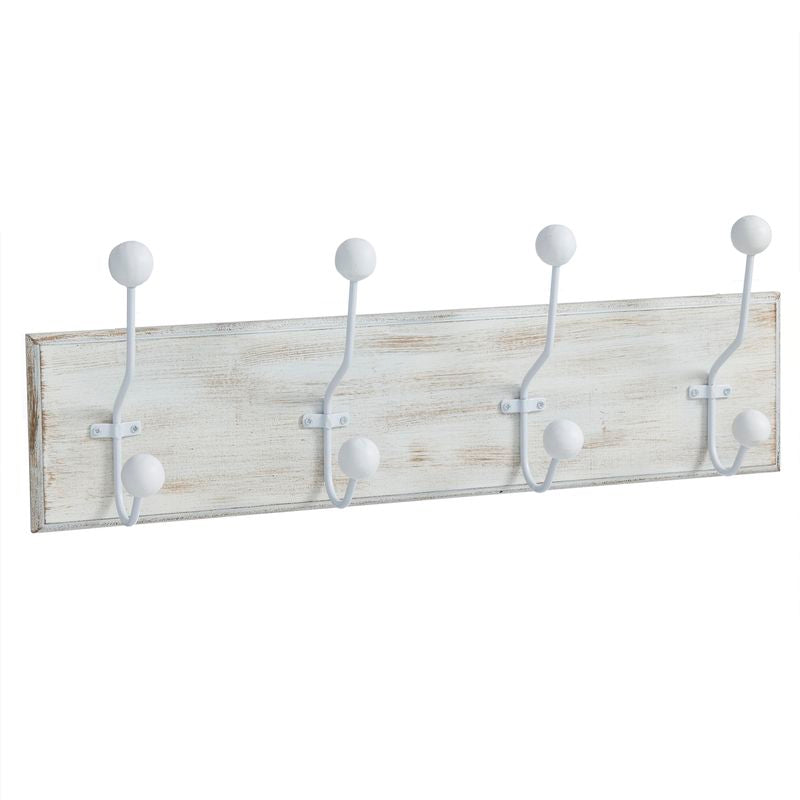 PERCHERO MADERA 4 COLGADORES BLANCO