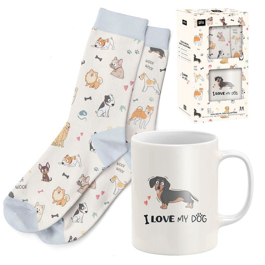 SET REGALO TAZA 300ML CON CALCETIN T.38-42 MASCOTAS