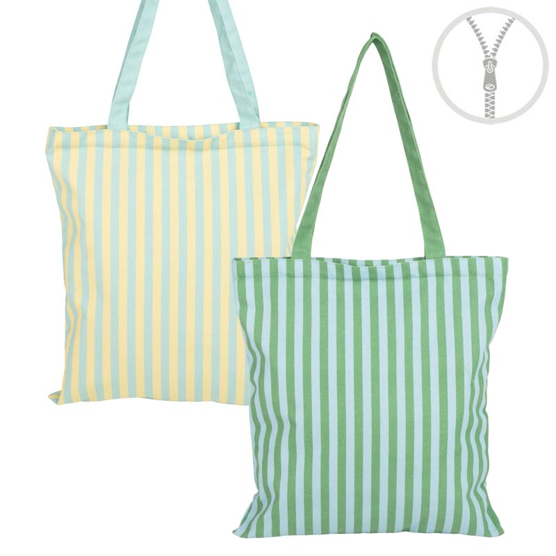 BOLSA ALGODON CON CREMALLERA RAYAS MULTICOLOR
