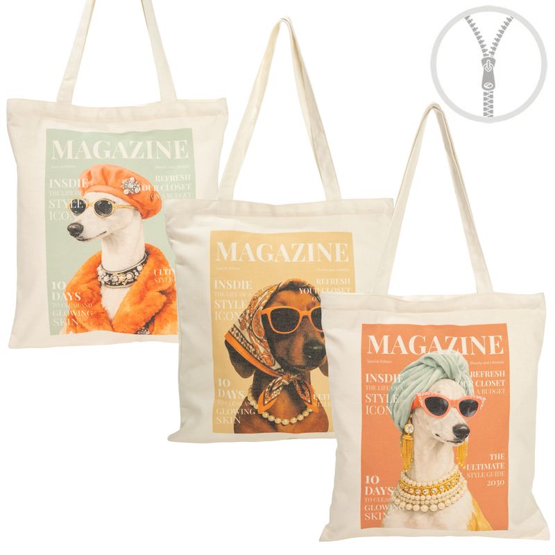 BOLSA ALGODON CON CREMALLERA PERROS MAGAZINE
