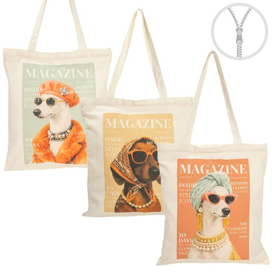 BOLSA ALGODON CON CREMALLERA PERROS MAGAZINE