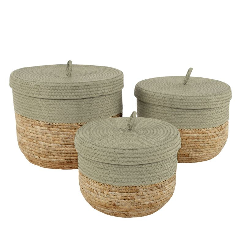 CESTO CON TAPA BICOLOR VERDE