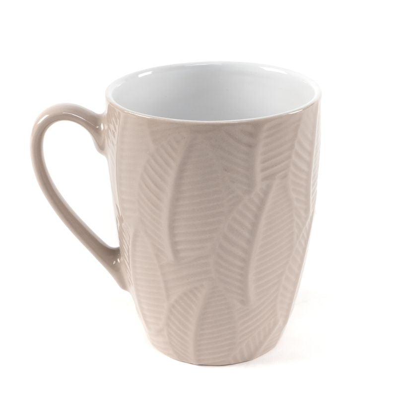 MUG 400ML HOJAS BEIGE