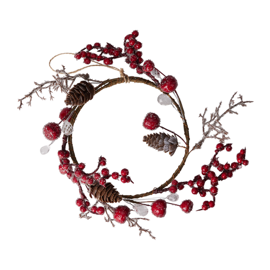 CORONA COLGANTE 20CM FRUTOS ROJOS