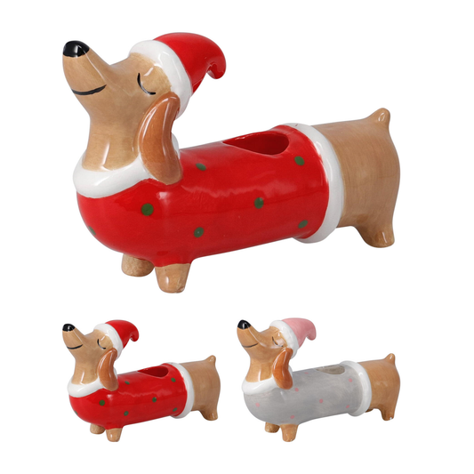 TECKEL NAVIDEÑO PORTAVELAS 9CM
