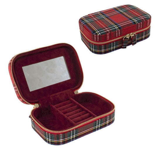 JOYERO VIAJE TARTAN ROJO