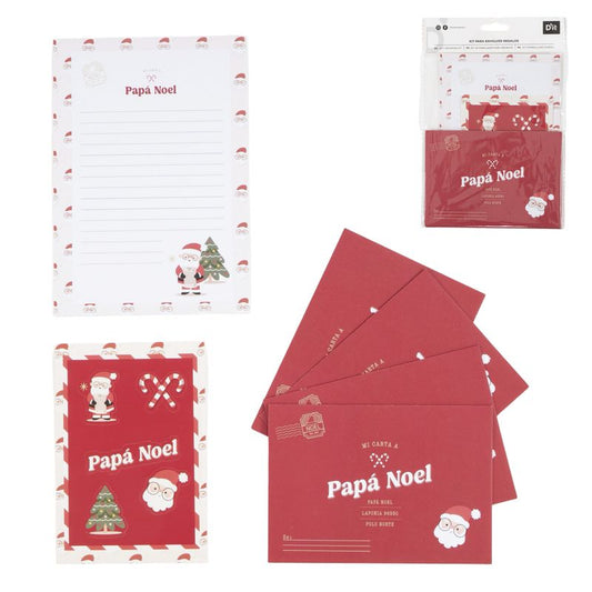 JUEGO DE 6 CARTAS CON 4 SOBRES Y HOJA DE STICKER PAPA NOEL