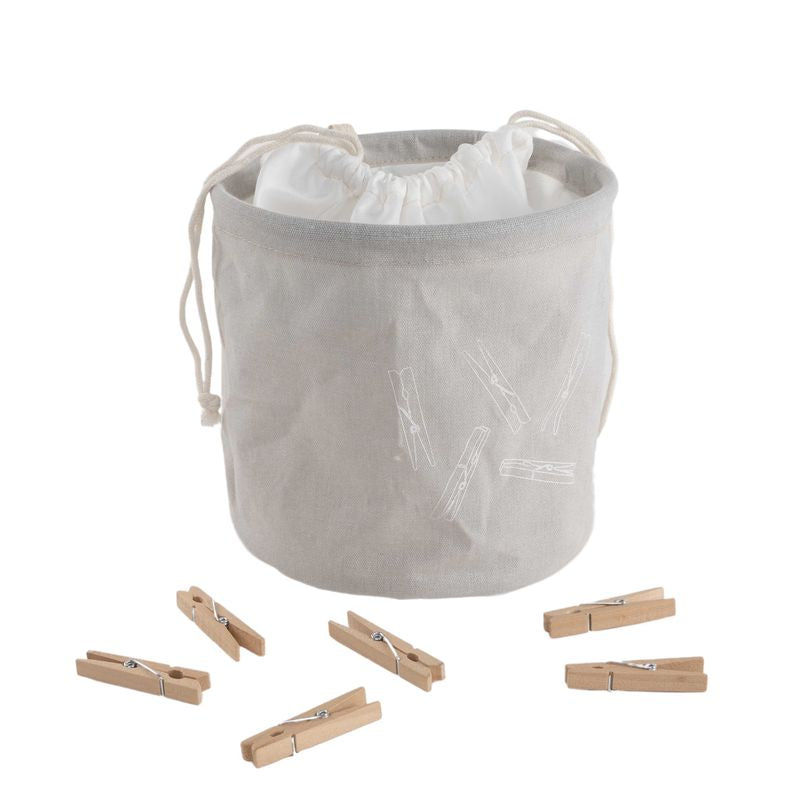 BOLSA CON 20 PINZAS Y COLGADOR GRIS