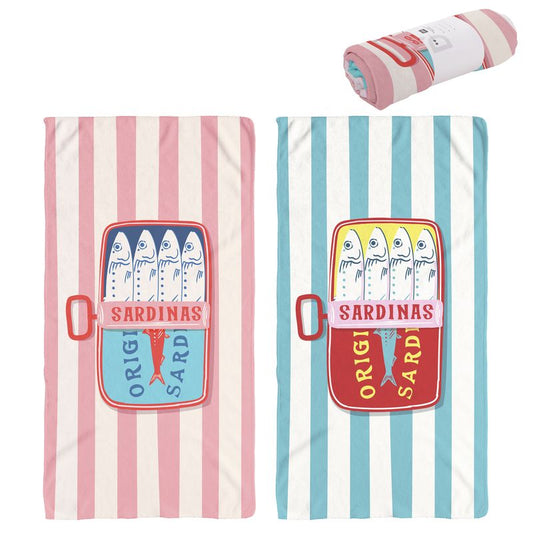 TOALLA PLAYA MICROFIBRA LATA SARDINA 90X170CM