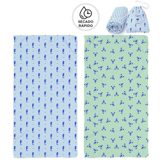 TOALLA DE SECADO RAPIDO CON BOLSA MAR 90X170CM