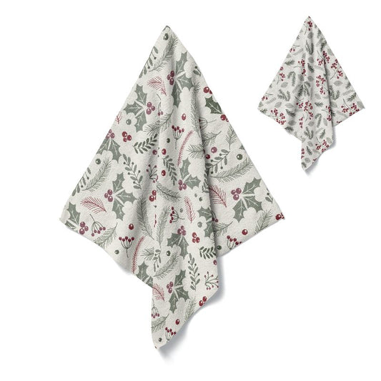 PAÑO COCINA 35X50CM MICROFIBRA BAYAS NAVIDAD
