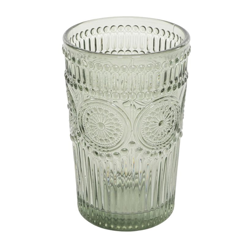 VASO CRISTAL GRABADO 400ML VERDE AGUA