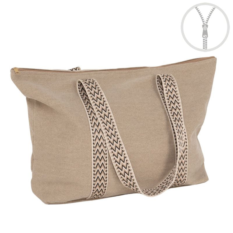 BOLSO CON CREMALLERA DETALLE CINTA BEIGE