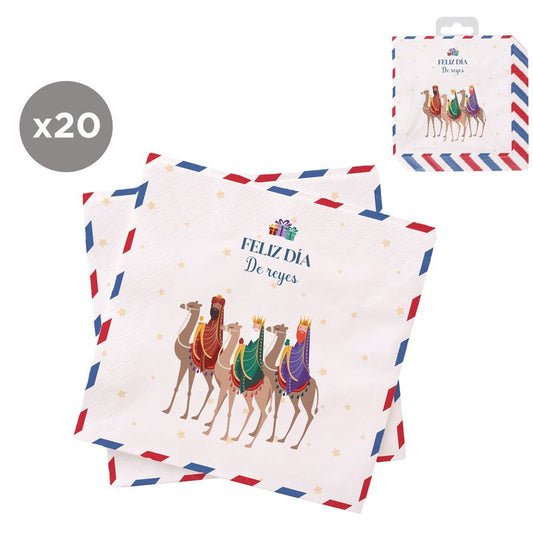 JUEGO DE 20 SERVILLETAS 33X33 REYES MAGOS